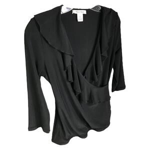 White House Black Market Top Women XS Ruffle Cocktail Old Money Preppy Chic Boho